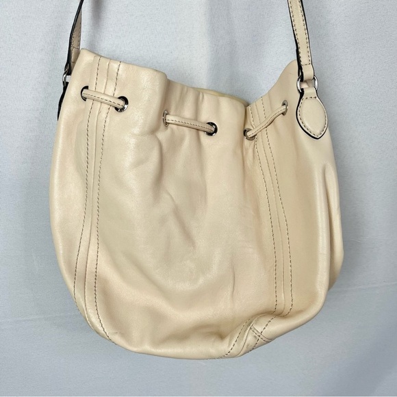 J. Crew Beige Tassel Leather Hobo Crossbody Bag - Picture 3 of 8